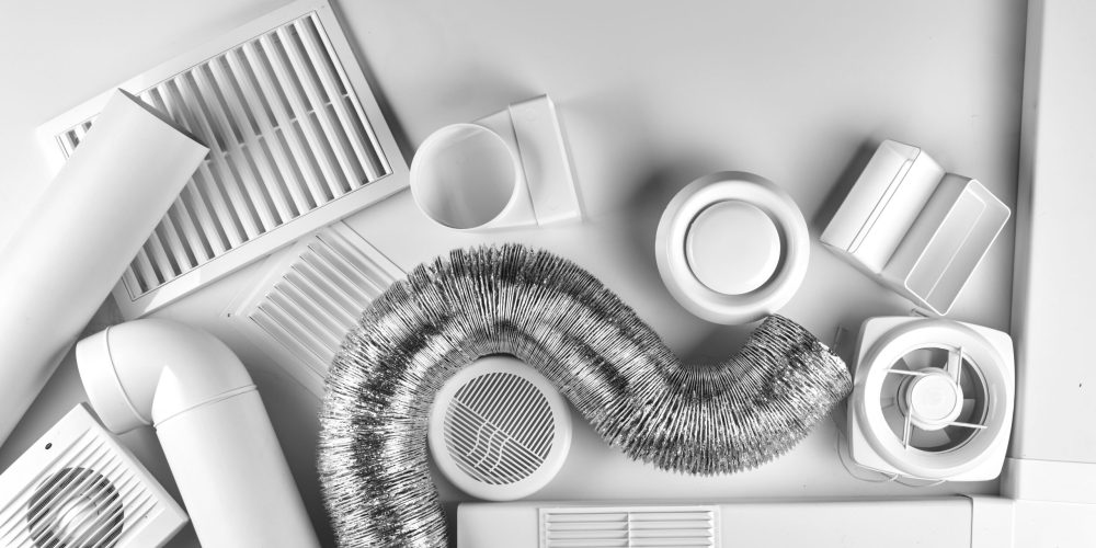 ventilation system components on white background top view